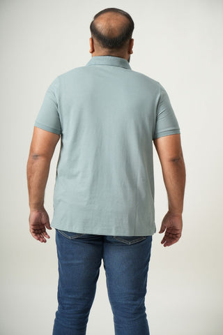 Balanced Fit - Button Polo Short Sleeve - Sage Blue