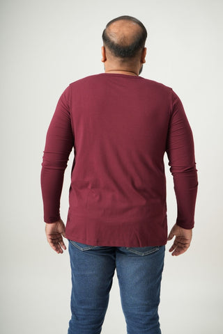 Balanced Fit - Henley Neck Long Sleeve - Red Rock