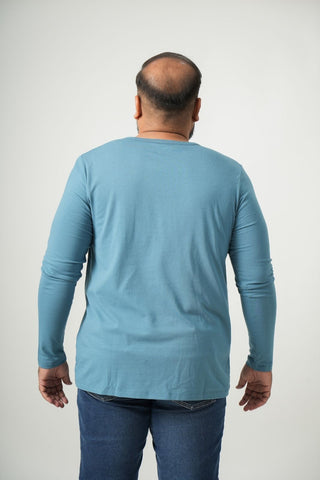 Balanced Fit - Henley Neck Long Sleeve - Cobalt Blue