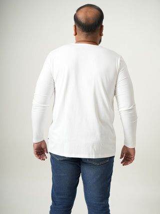 Balanced Fit - Henley Neck Long Sleeve - Classic White