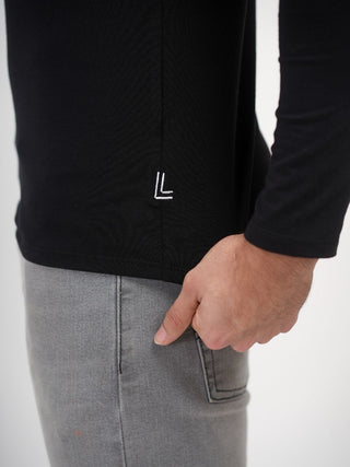 Power Fit - Henley Neck Long Sleeve - Charcoal Black