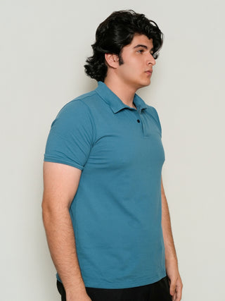 King Fit (B/K) - Button Polo Short Sleeve - Cobalt Blue