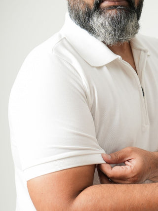 Balanced Fit - Zip Polo Short Sleeve - Classic White