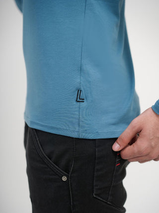 Sleek Fit- Henley Neck Long Sleeve- Cobalt Blue