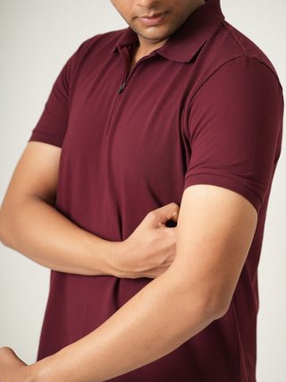 King Fit - Zip Polo Short Sleeve - Red Rock