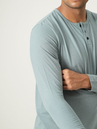 King Fit - Henley Long Sleeve - Sage Blue