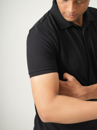 King Fit - Button Polo Short Sleeve - Charcoal Black