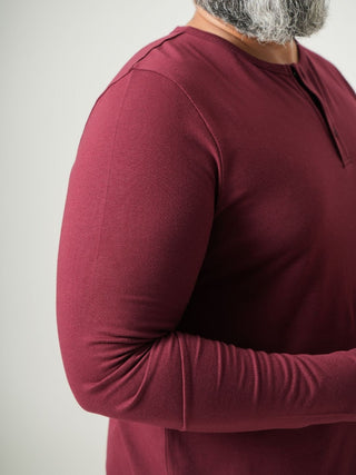 Balanced Fit - Henley Neck Long Sleeve - Red Rock