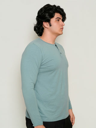 King Fit (B/K)  - Henley Long Sleeve - Sage Blue