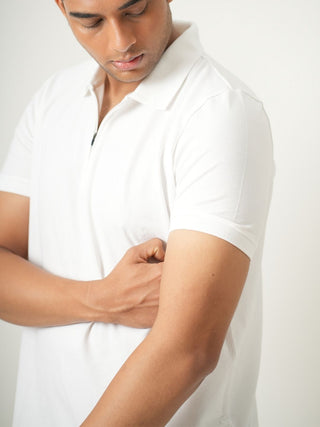 King Fit - Zip Polo Short Sleeve - Classic White