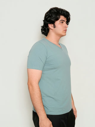 King Fit (B/K)  - V-Neck Short Sleeve - Sage Blue