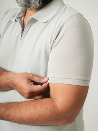 Balanced Fit - Zip Polo Short Sleeve - Granite Gray