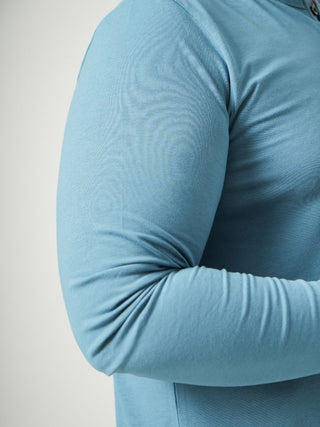 Balanced Fit - Henley Neck Long Sleeve - Cobalt Blue