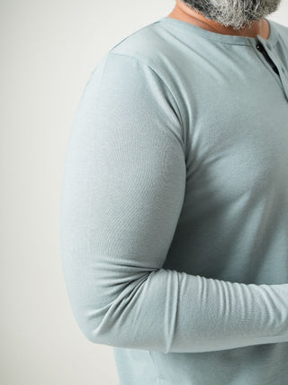Balanced Fit - Henley Neck Long Sleeve - Sage Blue