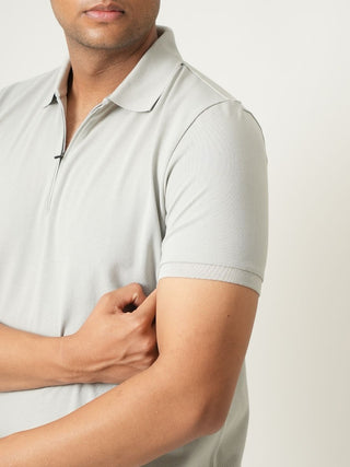 King Fit - Zip Polo Short Sleeve - Granite Gray