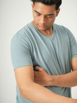 King Fit - V-Neck Short Sleeve - Sage Blue