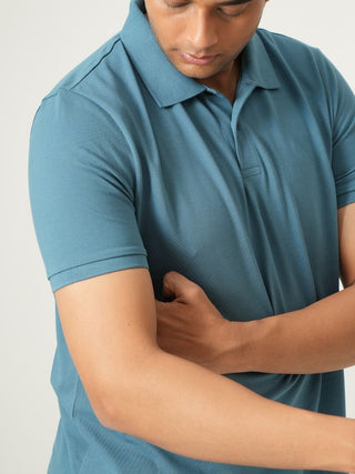 King Fit - Button Polo Short Sleeve - Cobalt Blue