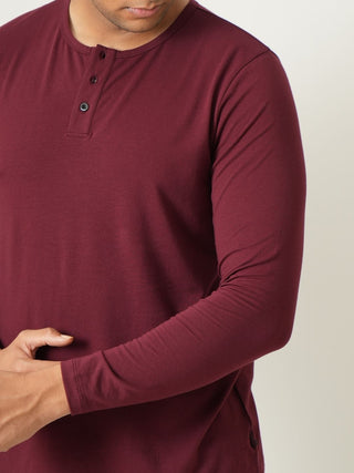 King Fit - Henley Long Sleeve - Red Rock