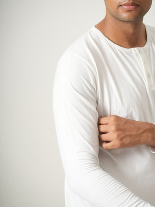 King Fit - Henley Long Sleeve - Classic White