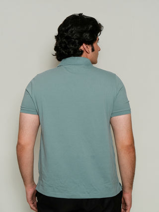 King Fit (B/K)  - Button Polo Short Sleeve - Sage Blue