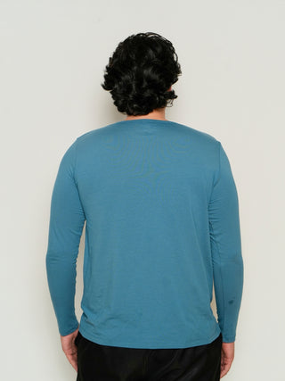 King Fit (B/K)  - Henley Long Sleeve - Cobalt Blue