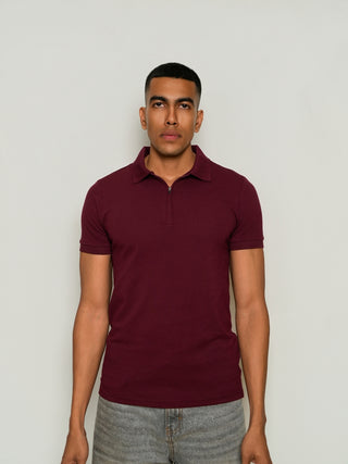 V-Taper Fit (S/V) - Zip Polo Short Sleeve - Red Rock
