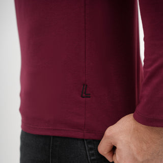 V - Fit Henley Neck Long Sleeve - Red Rock