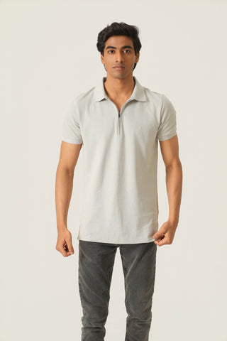 Sleek Fit - Zip Polo Short Sleeve - Granite Gray