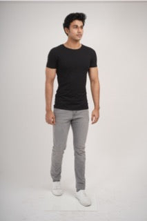 Sleek Fit- Crew Neck Short Sleeve- Charcoal Black