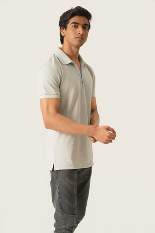 Sleek Fit - Zip Polo Short Sleeve - Granite Gray