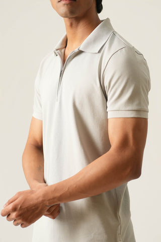 Sleek Fit - Zip Polo Short Sleeve - Granite Gray