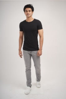 Sleek Fit- Crew Neck Short Sleeve- Charcoal Black