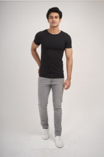 Sleek Fit- Crew Neck Short Sleeve- Charcoal Black