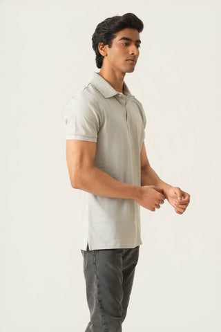 Sleek Fit - Button Polo Short Sleeve - Granite Gray