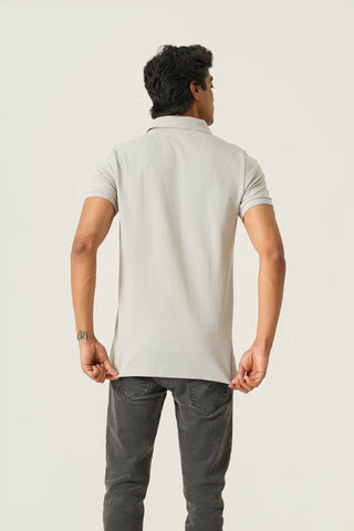Sleek Fit - Button Polo Short Sleeve - Granite Gray