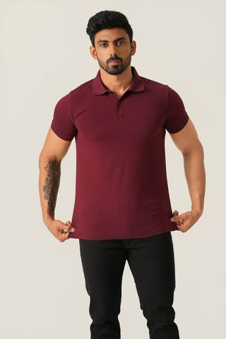 Power Fit - Button Polo Short Sleeve - Red Rock