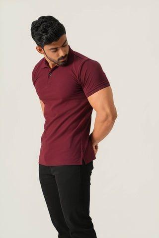 Power Fit - Button Polo Short Sleeve - Red Rock
