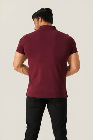 Power Fit - Button Polo Short Sleeve - Red Rock