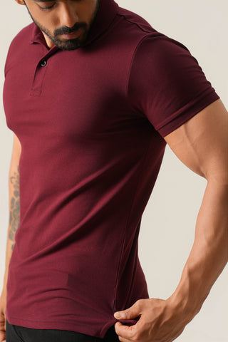 Power Fit - Button Polo Short Sleeve - Red Rock