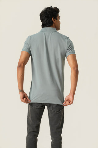 Sleek Fit - Zip Polo Short Sleeve - Sage Blue