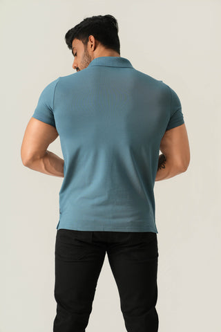 Power Fit - Zip Polo Short Sleeve - Cobalt Blue