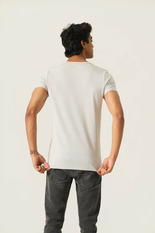 Sleek Fit- Henley Neck Short Sleeve- Granite Gray