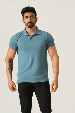 Power Fit - Button Polo Short Sleeve - Cobalt Blue