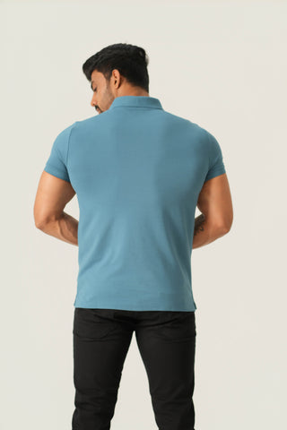 Power Fit - Button Polo Short Sleeve - Cobalt Blue