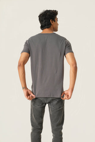 V-Taper Fit (S/V) Henley Neck Short Sleeve - Ash Grey