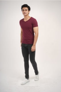 Sleek Fit- V-Neck Short Sleeve- Red Rock