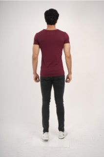 Sleek Fit- V-Neck Short Sleeve- Red Rock