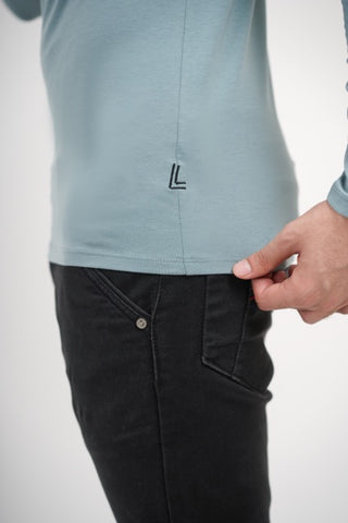 Sleek Fit- Henley Neck Short Sleeve- Sage Blue