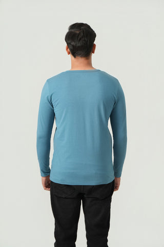 Define Fit - Henley Neck Long Sleeve - Cobalt Blue