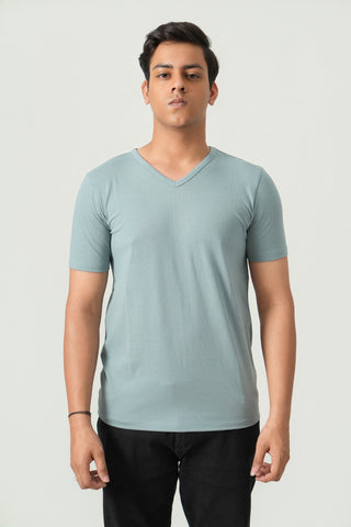Define Fit - V-Neck Short Sleeve - Sage Blue